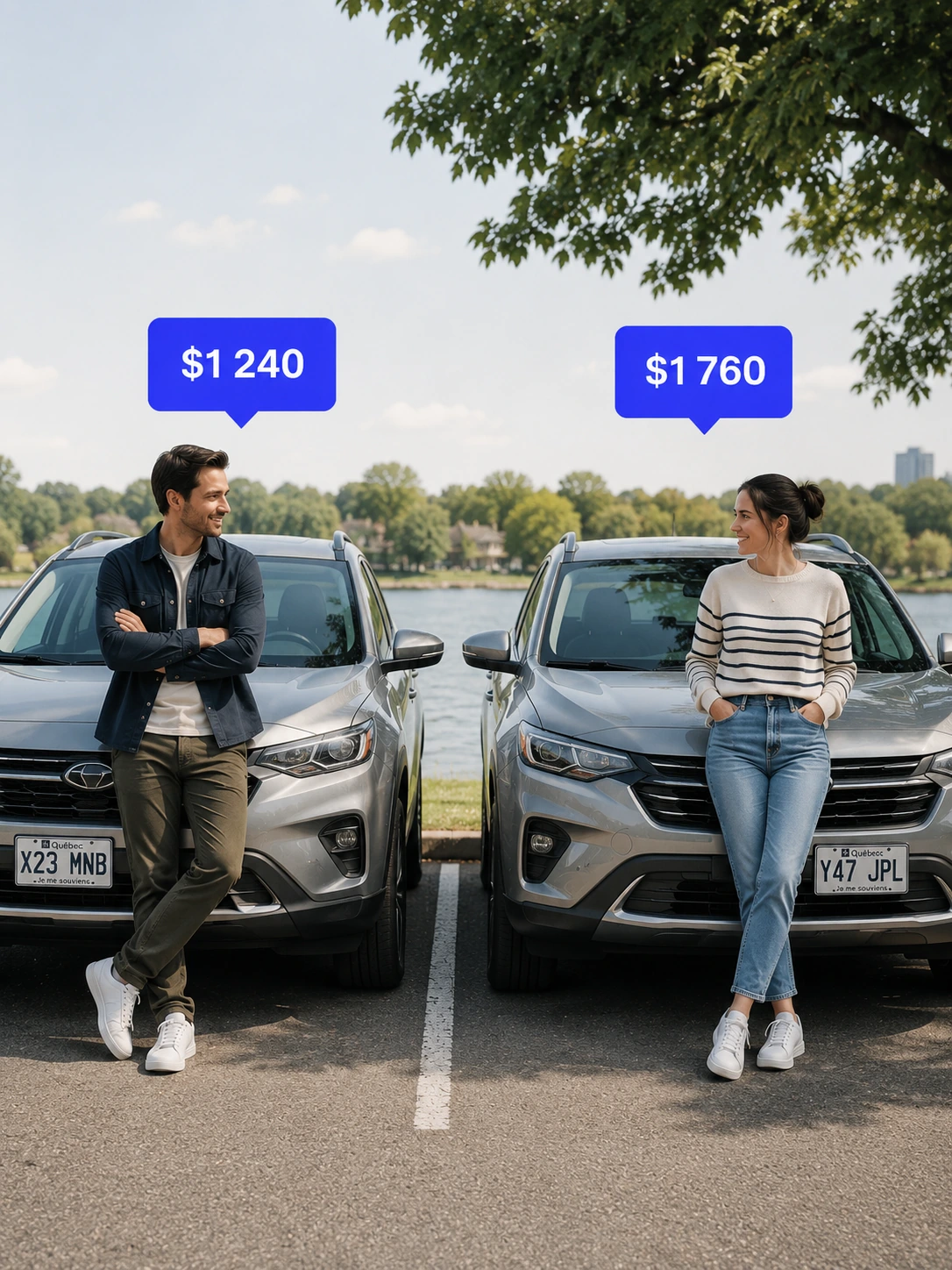Deux personnes, deux voitures semblables, deux prix différents